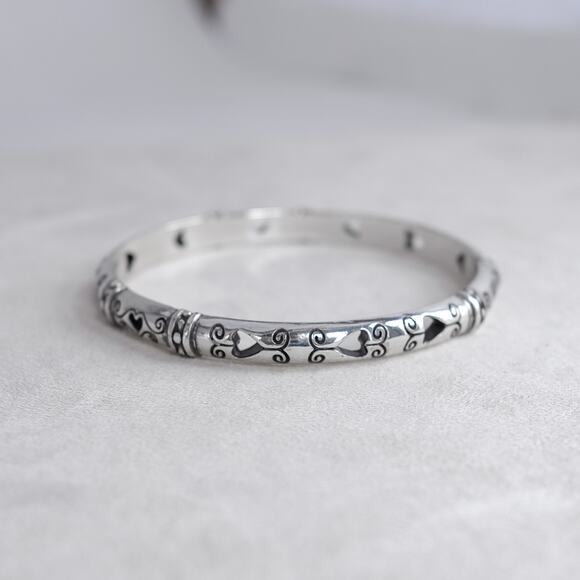 Brighton SHOT THRU Bangle Bracelet Vintage Silver-Plated Slim Stacking Gift - Picture 1 of 4